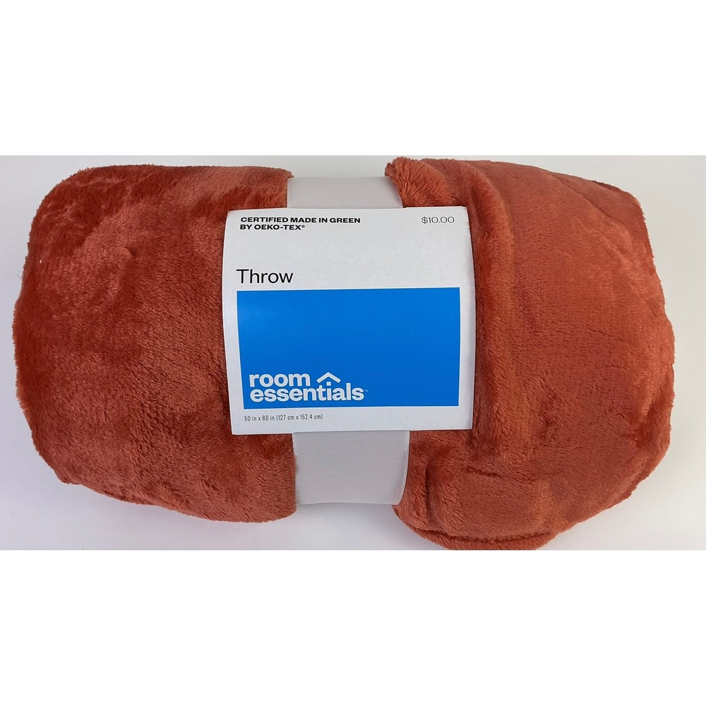 Room Essentials Throw‎ Blanket 50x60 Inches Cozy Orange Recycled Polyester